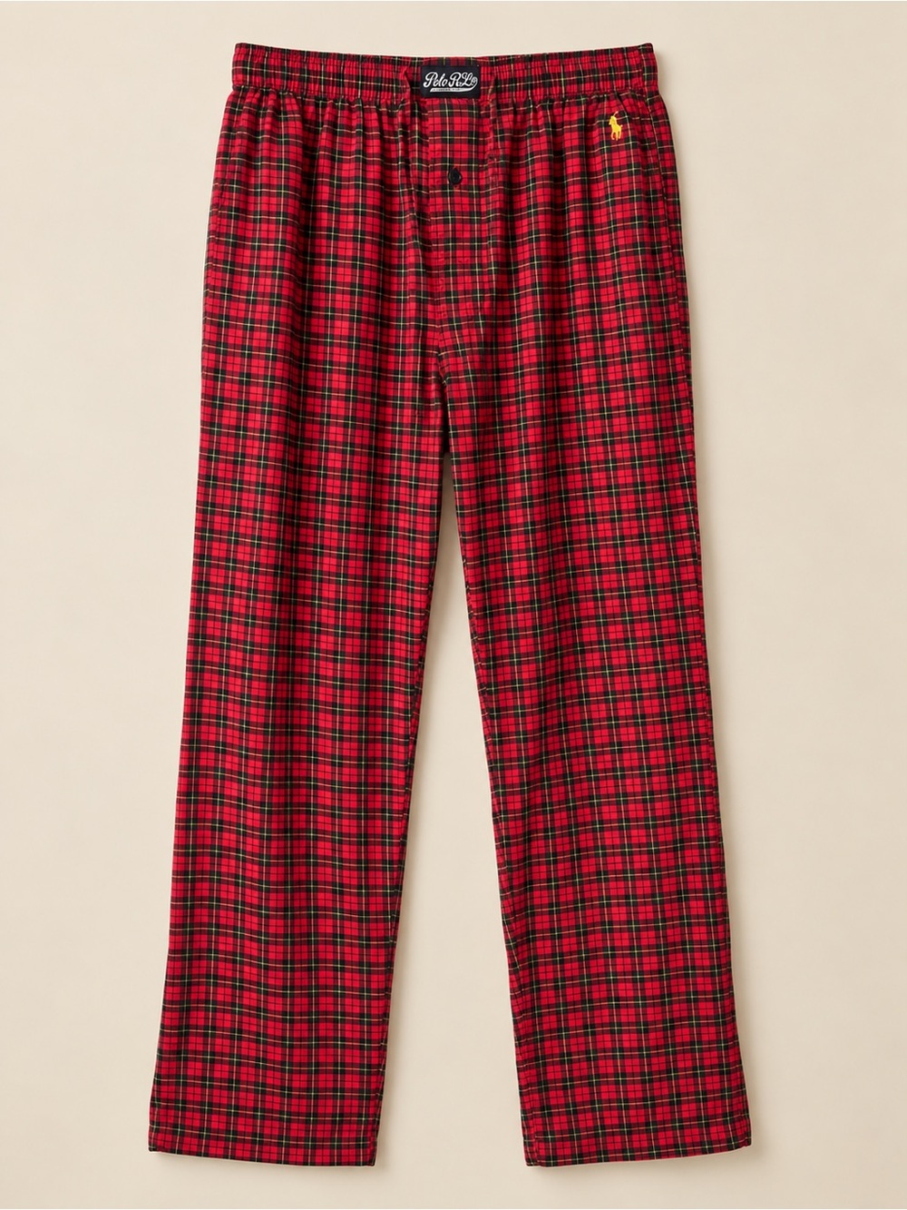 Polo by Ralph Lauren Red and Green Tartan Lounge Pants with Yellow Pony